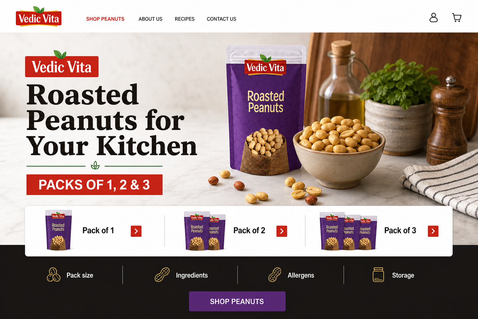 Vedic Vita food ecommerce website homepage
